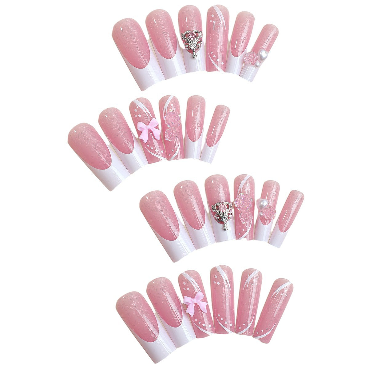 Wholesale French edge bow pearl extended handmade wear nails